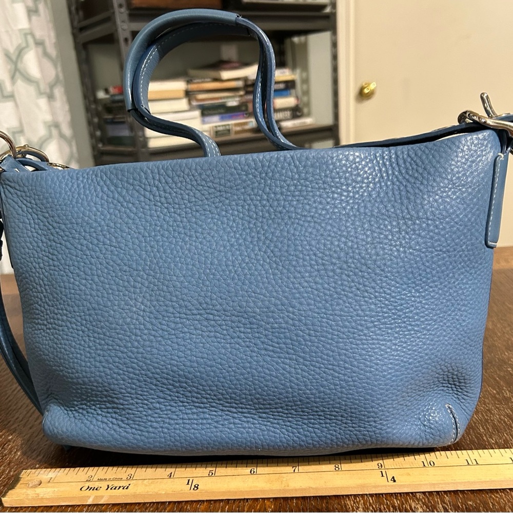 Coach EXCELLENT Cornflower Blue Pebble Leather Shoulder Bag - Picture 4 of 10